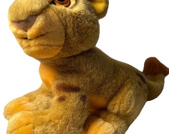 Peluche vintage de Simba el joven de los años 90, de 18 cm, del Rey León, juguete coleccionable de Walt Disney Store.