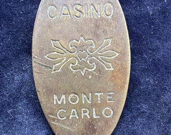 VTG Ornate Las Vegas Key Fob Keychain Casino Monte Carlo Metal Brass