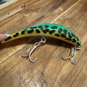 Vintage Luhr Flatfish Neon Kwikfish T55 Fishing Lure No Rattle USA