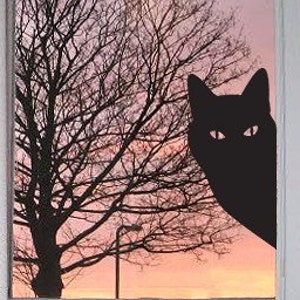 Cat Window Sticker or Peeping Tom Cat Decal, Kitty Sticker Gift image 1
