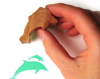 Dolphin Rubber Stamp, Porpoise Paper Stamp, Gift from Wood and Rubber