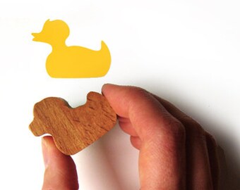 Duck Rubber Stamp, Bird Stamp with a Wooden Handle
