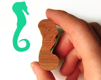 Seahorse Stamp, Rubber Stamp with Wooden Handle