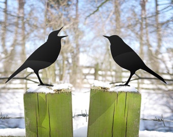 Argument Oiseaux de Jardin, 2 Oiseaux Métal Ornament