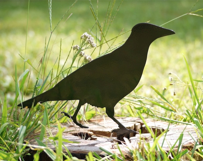 Crow Sculpture for Bird Lovers, Raven Garden Gift