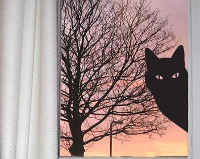 Cat Window Sticker or Peeping Tom Cat Decal, Kitty Sticker Gift image 1