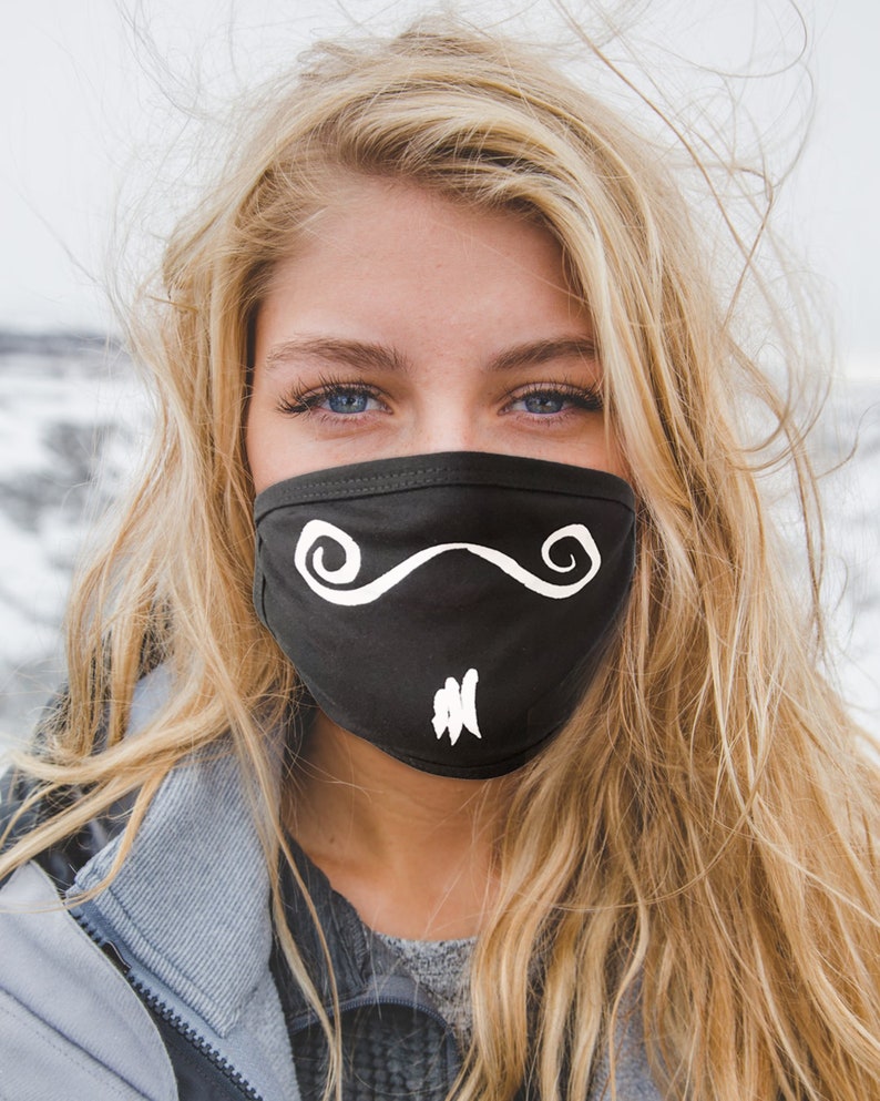 Face Mask, Fun Face Covering, Boulanger Mustache Design in Cotton image 1