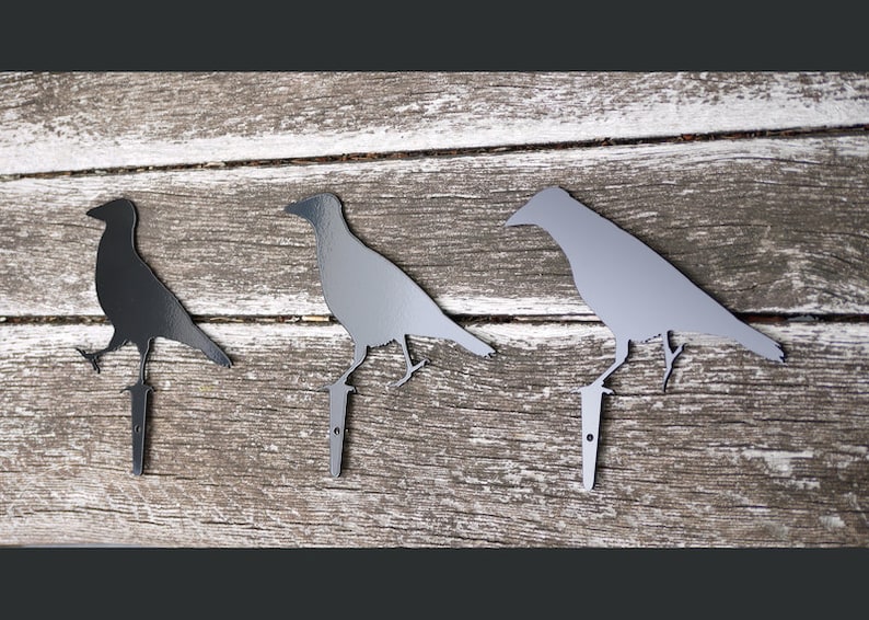 Raven Crow Garden Ornaments, made from Metal