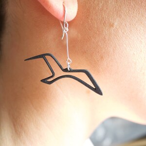 Seagull Bird Earring, Coastal Sea Jewelry from Resin and Silver zdjęcie 2