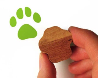 Cat Paw Print Stamp, Cat Stamp with Wooden Handle