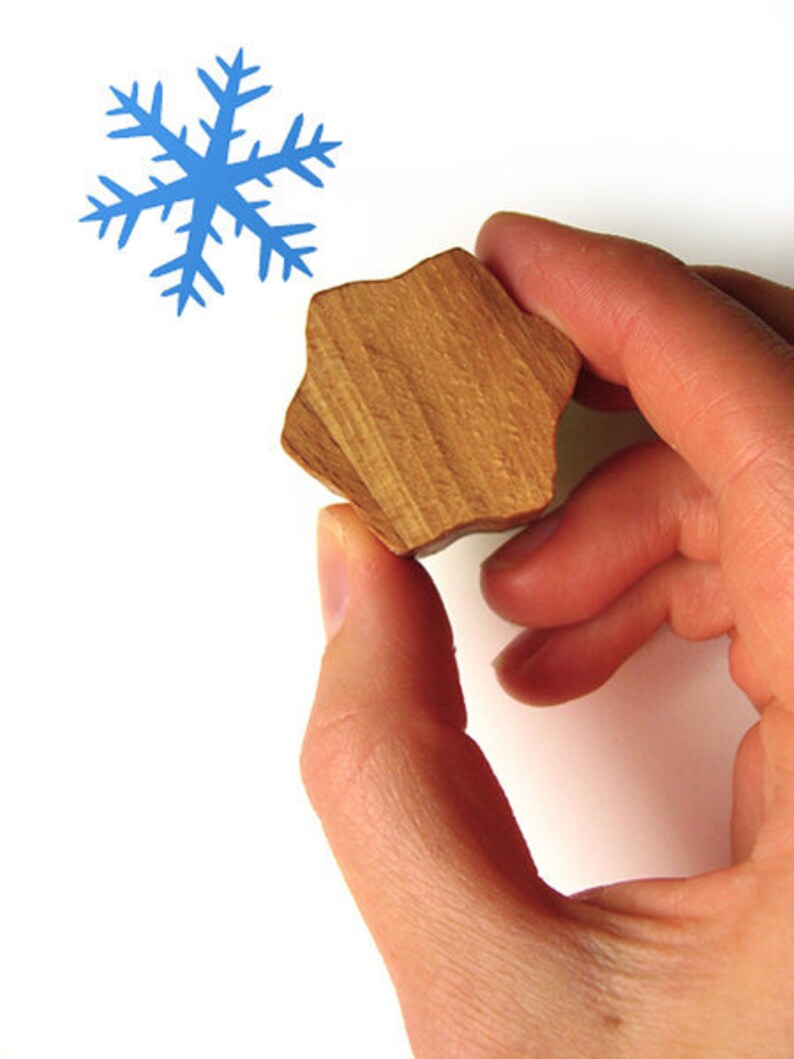 Snowflake Stamp, Wooden Snow Flake Stamp for Christmas Card Making image 1