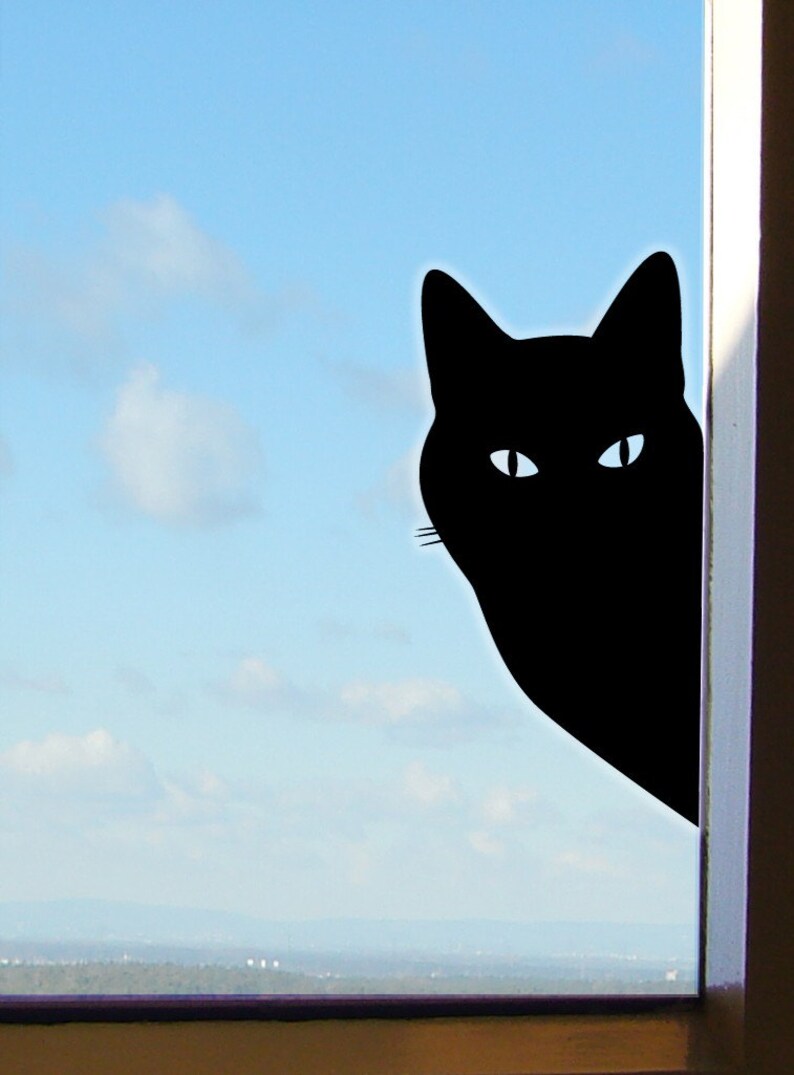 Cat Window Sticker or Peeping Tom Cat Decal, Kitty Sticker Gift image 2