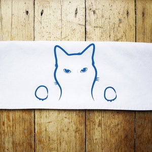 Cat Tea Towel, Screen Printed Cotton Kitchen Towel image 1