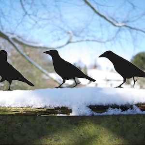 Crow Metal Bird Sculpture, Outdoor Raven Garden Art Gift for Him