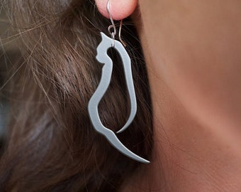 Silver Cat Earrings Gift for Her, Silver Kitty Cat Lover Jewelry