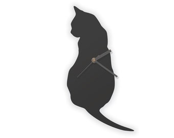 Black Cat Clock, Black Cat Wall Clock, Wooden Clock