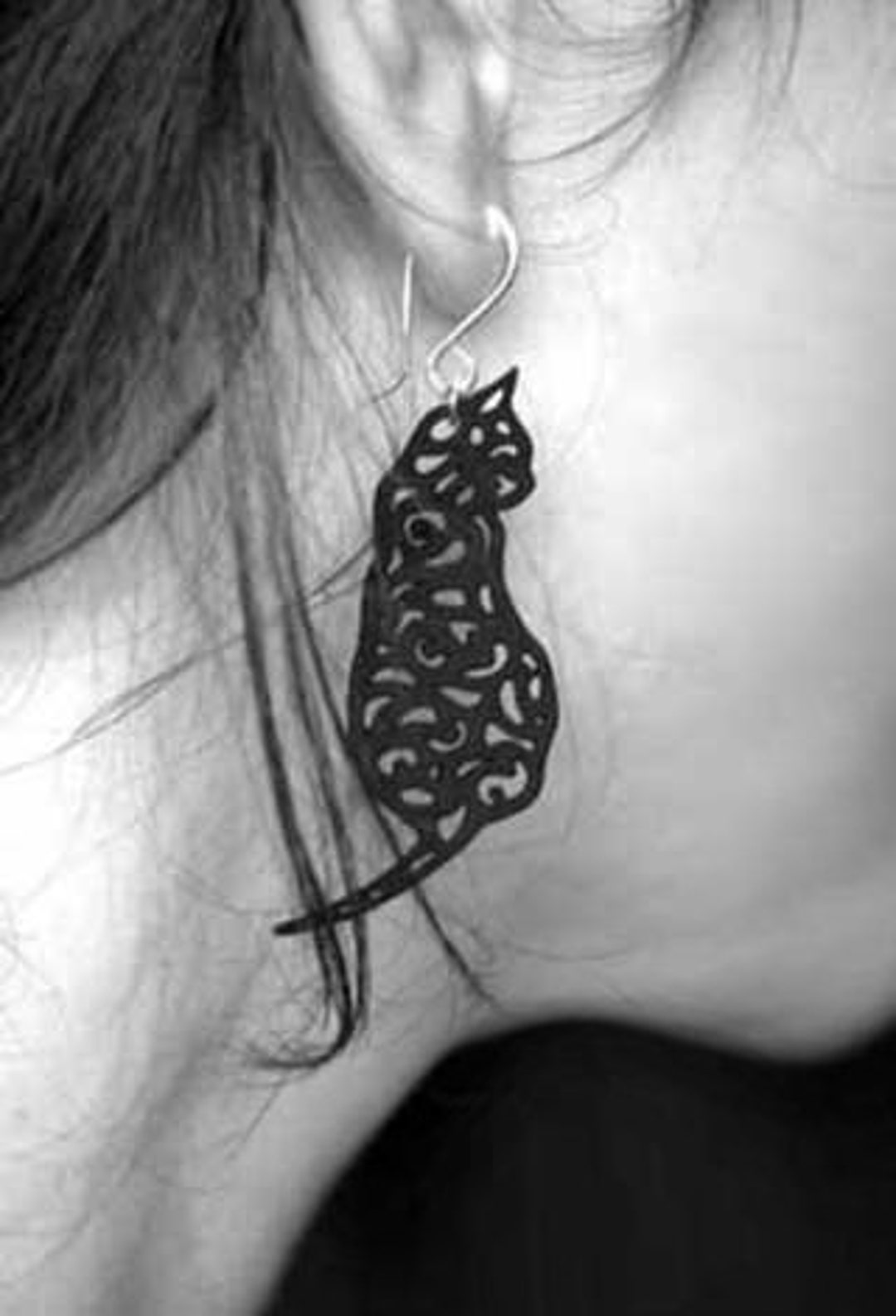 Black Cat Earrings Black Cat Jewelry Cat Gift for Wife Etsy