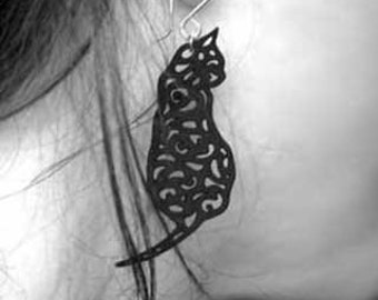 Black Cat Earrings, Black Cat Jewelry, Cat Gift for Wife