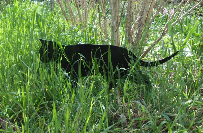 Cat Garden Sculpture, Prowling Cat Decor image 2