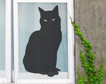 Black Cat Sticker, Wall or Window Decal for Cat Lovers