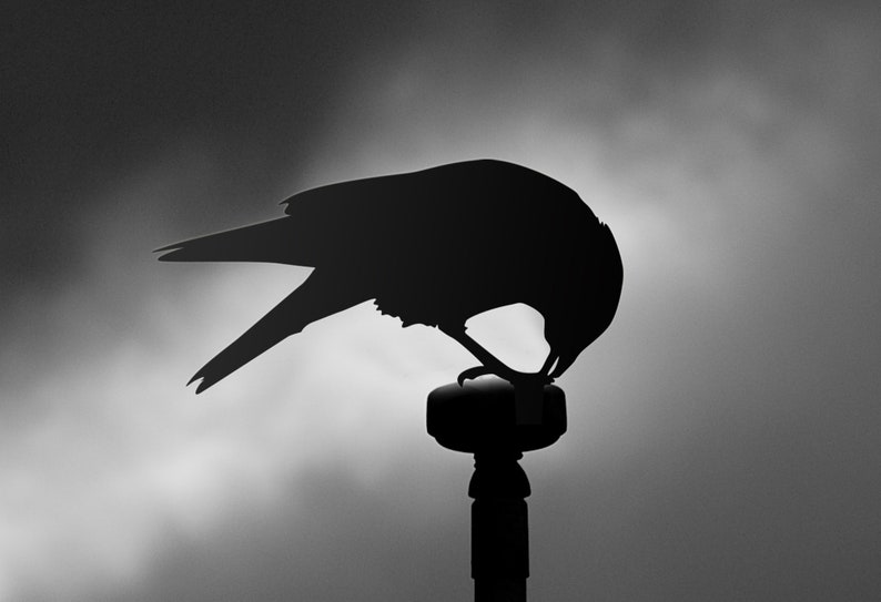 Crow Garden Yard Art, Garden Raven Crow Bird Metal Bird Sculpture for Garden, Gift for Him image 2