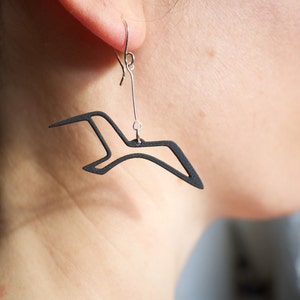 Seagull Bird Earring, Coastal Sea Jewelry from Resin and Silver zdjęcie 1