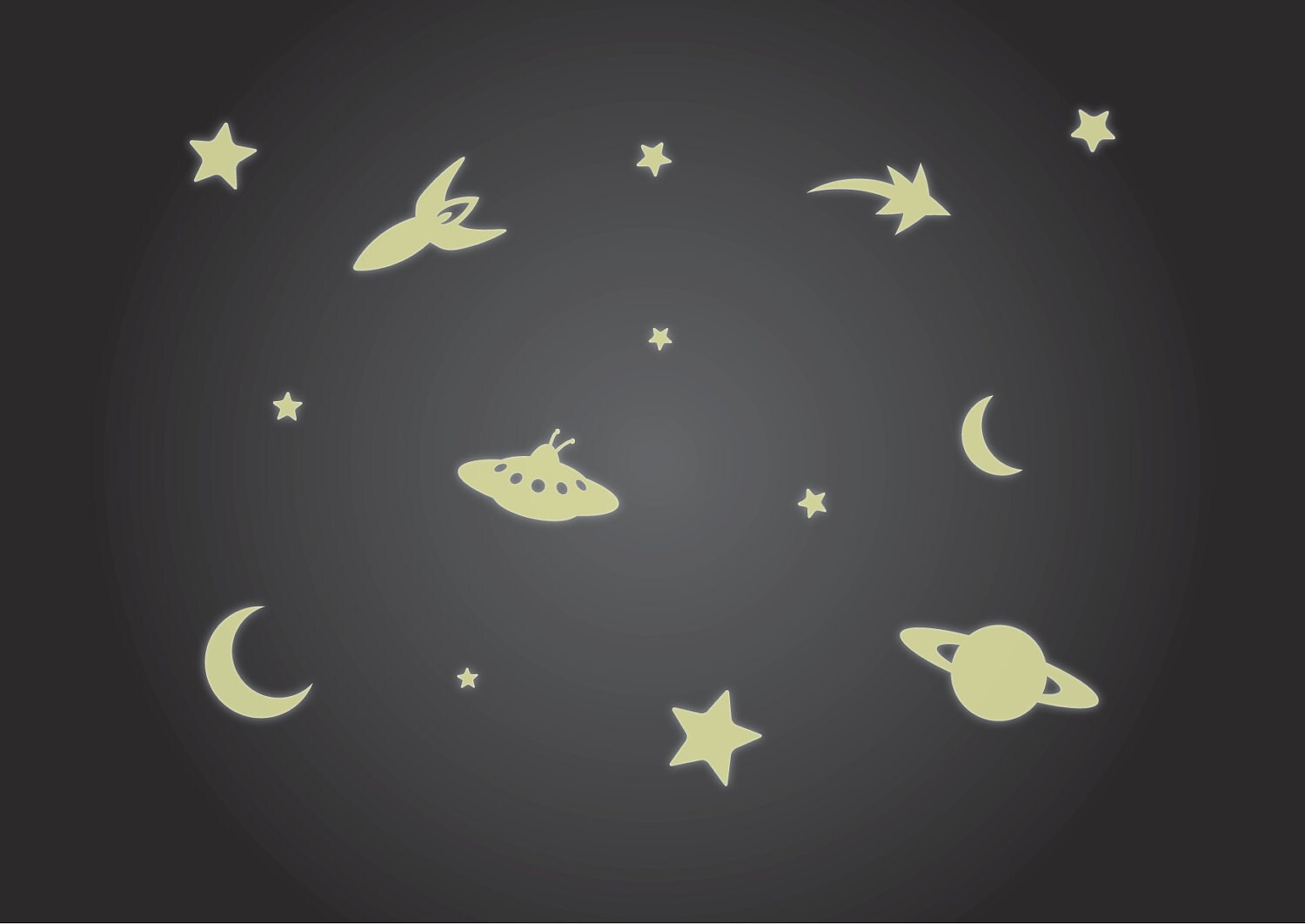 Glow In The Dark Ceiling Stickers Luminous Rocket Stars Ufo And Moon