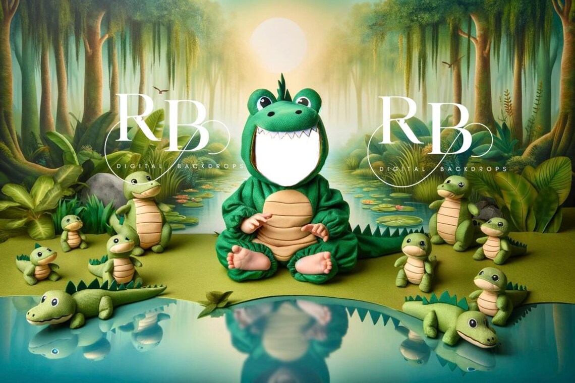 Crocodile Baby Face Insert Swamp Photoshoot Photographer Digital ...