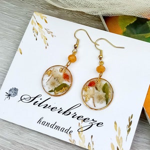 Resin flower earring Real flower earring Pressed flower dried flower ER018