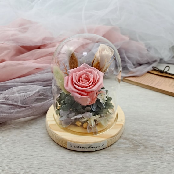 Rose éternelle Blanche Sous Dôme – Fleur Préservée, Boîte à Bijoux, 5 Cm, Décoration Sans Entretien - 7