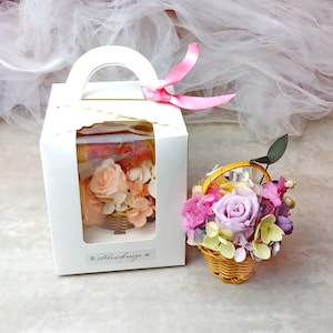 MINI cesta de flores preservadas, cesta de flores, rosa preservada, obsequio de boda, regalo para ella, regalo Día de la Madre, rosa eterna, PF-003