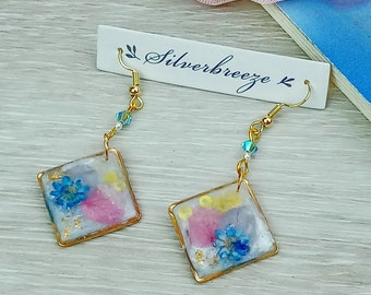 Resin flower earring Real flower earring Pressed flower dried flower ER017