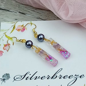 Resin flower earring Real flower earring Pressed flower dried flower ER012