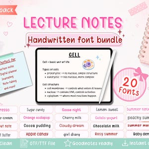 Pacchetto di font per appunti di lezione scritti a mano / 20 font puliti per agende digitali (OTF/TTF)