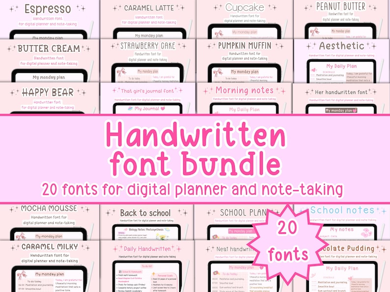 Handwriting Font Bundle, Goodnotes & Digital Planner Fonts (OTF, TTF ...