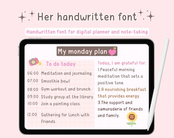 Handwriting font,digital planner font,Planner fonts for iPad,Goodnotes font,Note taking font,Cute and neat handwritten font,Handwritten font