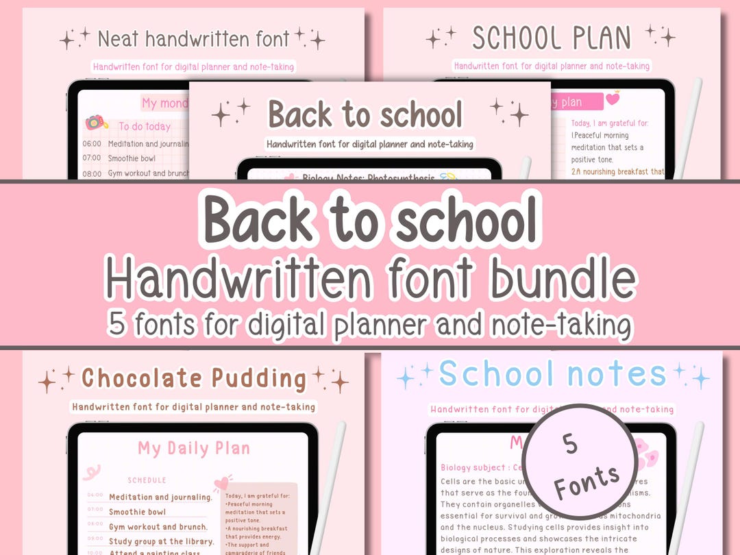 Handwritten Font Bundle, Cute Planner Fonts for Goodnotes (OTF, TTF) - Etsy