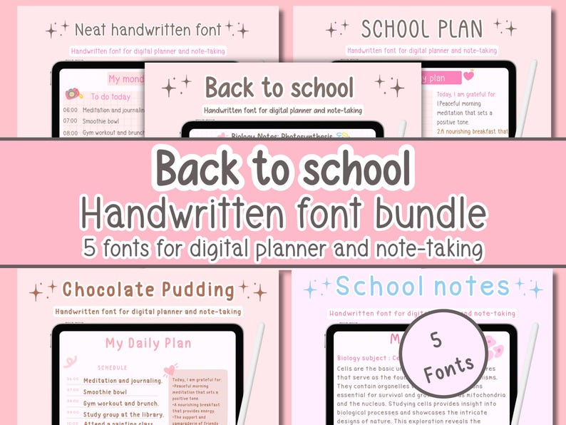 Handwritten Font Bundle, Cute Planner Fonts for Goodnotes (OTF, TTF) - Etsy