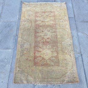Vintage Rug, Small Rug, Turkish Rug, Muted Oushak Rug, Rugs For Bathroom, 2.5x4.3 ft Yellow Rug, Vintage Beni Ourain Rug, Vintage Decor,