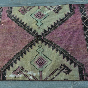 Turkish Vintage Rug, 2.6x3.5 ft Oushak Rug, Pink Black Animal Print Wool Rug