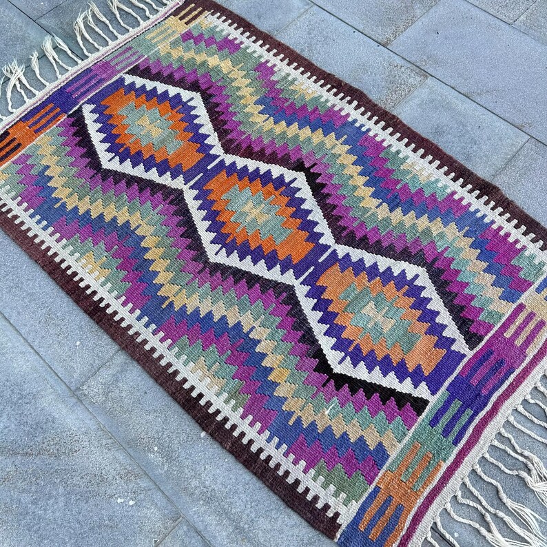 Green Rug Retro Turkish Rug, 2.8x4.6 Ft Vintage Rug, Purple Green Wool Rug - Etsy