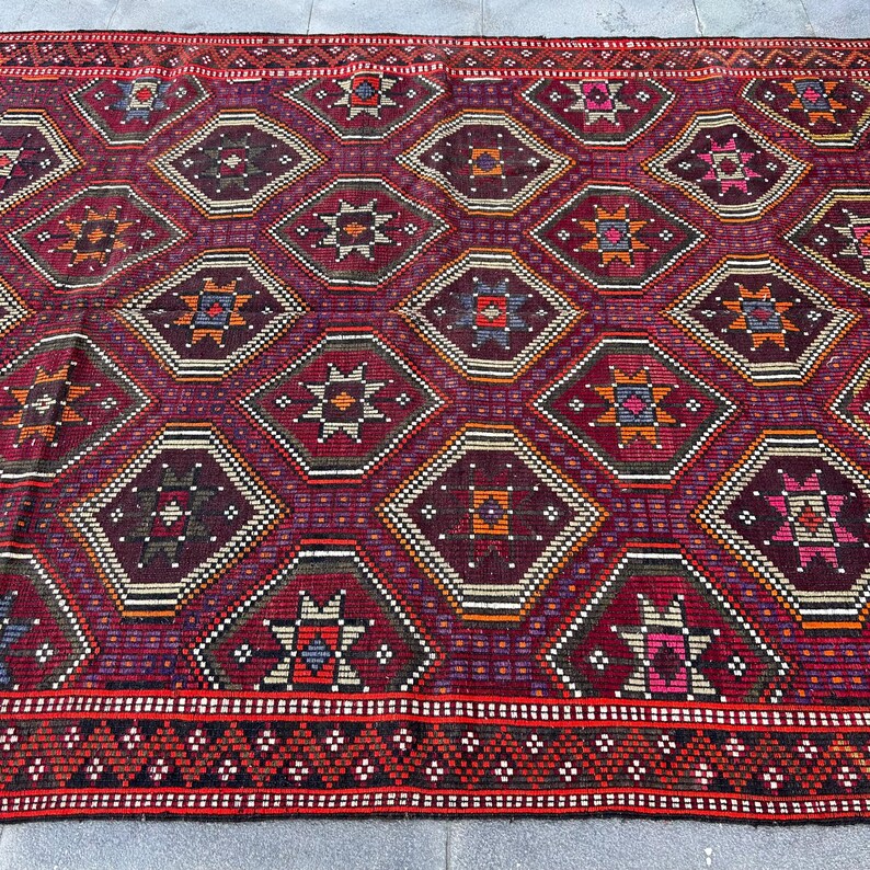 Turkish Rug Names Turkish Vintage Rug 6.7x10.6 Ft (205x323 Cm), Kilim Red Ombré Rug - Etsy UK