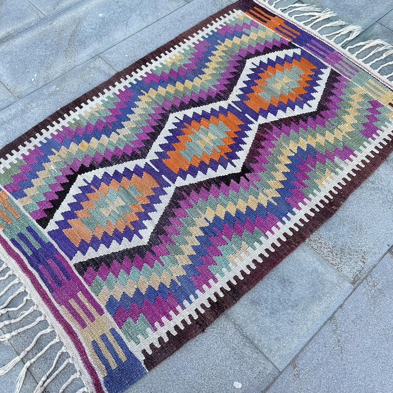 Green Rug Retro Turkish Rug, 2.8x4.6 Ft Vintage Rug, Purple Green Wool Rug - Etsy