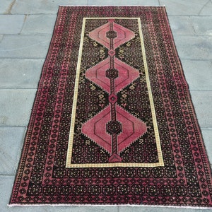 Turkish Rug, 4x6 Accent Rugs, Vintage Rug, Anatolian Rug, Rugs For Bedroom, 3.2x5.9 ft Red Rug, Decorative Wool Rug, Vintage Decor,
