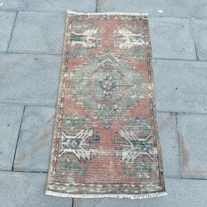Vintage Rug, Turkish Rug, 2x4 Small Rugs, Antique Rug, Rugs For Entry, 1.5x3.1 ft Brown Rug, Colorful Vintage Oushak Rug, Bath Mat Boho,