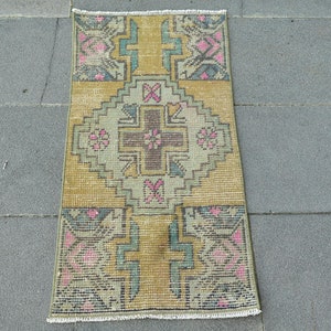 Turkish Rug, Vintage Rug, 2x3 Small Rug, Oushak Rug, Rugs For Bathroom, 1.4x2.8 ft Yellow Rug, Rustic Distressed Turkish Rug, Cute Door Mat,