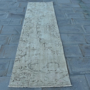 Turkish Runner Rug, Vintage Rug, 2x9 ft Beige Rug, Anatolian Wool Rug, Hallway Decor, Modern Minimalist Rug, Handmade Carpet, Floor Runner