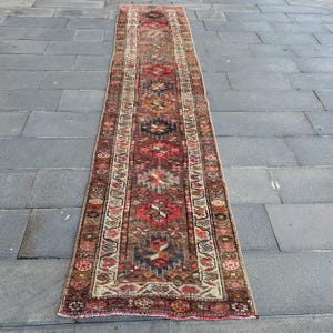 Alfombra turca, alfombra Herki, alfombras de corredor 3x12, alfombra vintage, alfombra antigua, alfombras para pasillo, alfombra beige de 2,6x12,5 pies, alfombra turca tejida a mano,