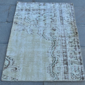 Turkish 2.5x3.4 ft Rug, Vintage Small Rug, Gray Patchwork Rug