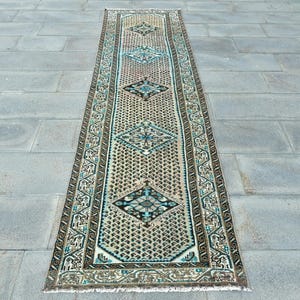 Turkish Runner Rug, 3x10ft Corridor Rug, Vintage Turkish Carpet, Anatolian Hallway Rug, Bohemian Tribal Runner Rug
